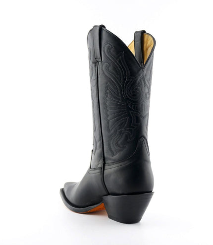 Grinders Black Leather Western Cowboy Boots - Buffalo