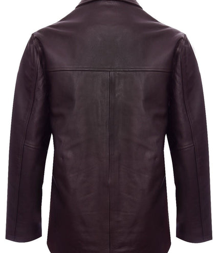 Mens Cowhide Leather Box Jacket-Mendoza - Brown