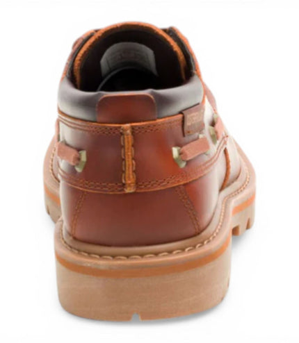 CAT (Caterpillar) Mens Dark Russet Brown Leather Low-Cut Boots - Colorado Boat Lo