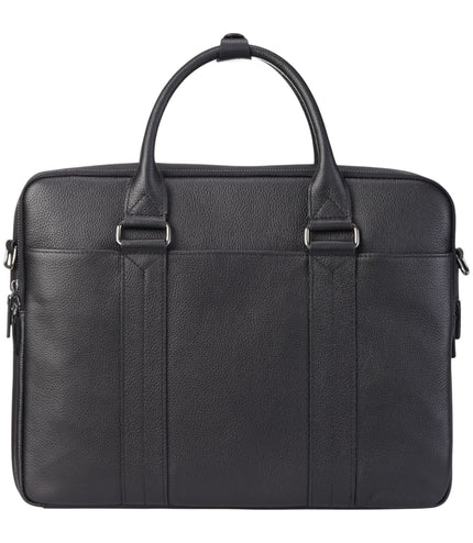 Genuine Leather Black Laptop Business Briefcase Office Work Travel Bag - Sutton