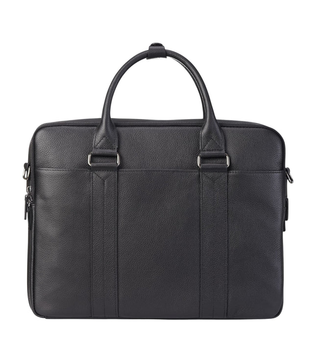 Genuine Leather Black Laptop Business Briefcase Office Work Travel Bag - Sutton