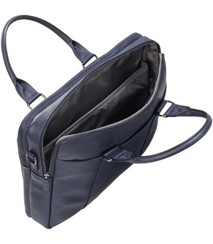 Genuine Leather Navy Laptop Business Briefcase Office Work Travel Bag - Sutton