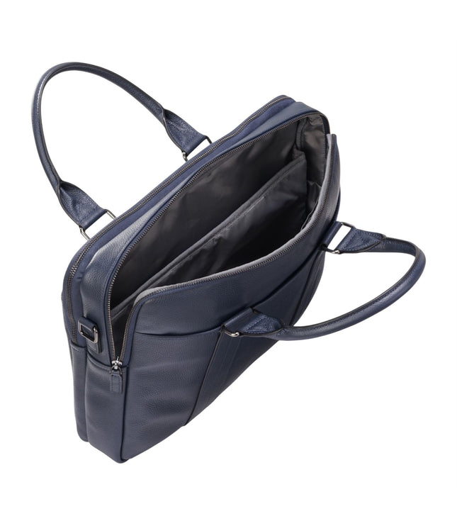 Genuine Leather Navy Laptop Business Briefcase Office Work Travel Bag - Sutton
