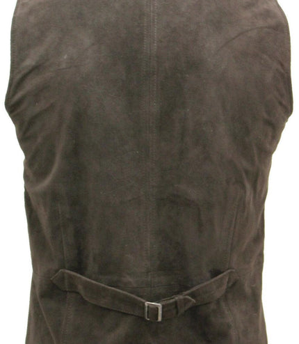 Mens Classic Smooth Goat Suede Leather Waistcoat-Exeter - Brown