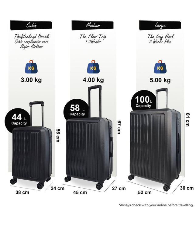 Croydon Set of 3 Hard Shell Suitcase in Black