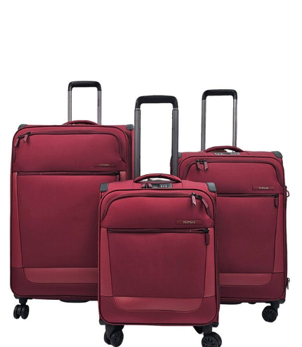 Bourne Set of 3 Soft Shell Suitcase in Burgundy