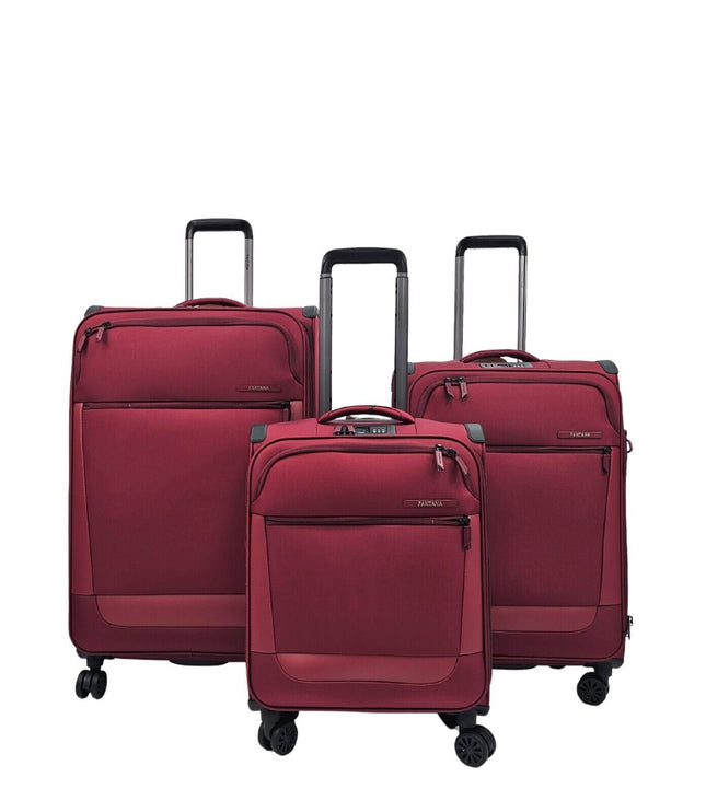 Bourne Set of 3 Soft Shell Suitcase in Burgundy