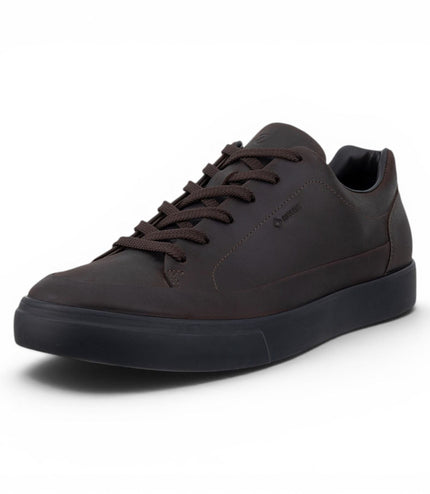 Ecco Men's Brown Leather Waterproof Trainer Sneaker Shoes - Soft 10