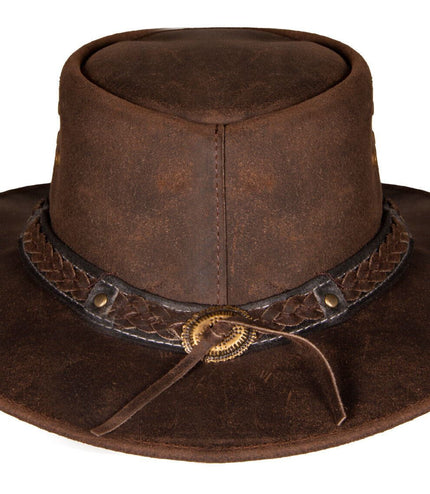 Cowboy Aussie Real Leather Hat Australian Brown Western Outback Bush Hat