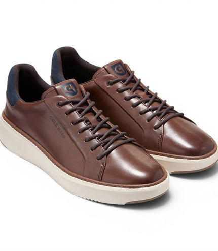 Cole Haan Men's GrandPro Luxe Mile Trainer Brown Leather Sneakers - C45103