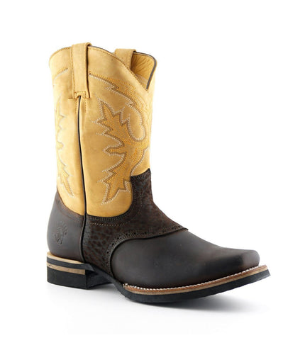 Grinders Tan Leather Cowboy Chelsea Boots - Frontier
