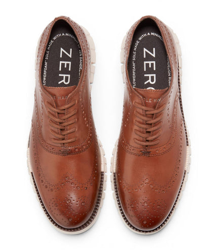 Cole Haan Men's ZeroGrand Wingtip Oxford Trainer Brown Leather Sneakers - C39602