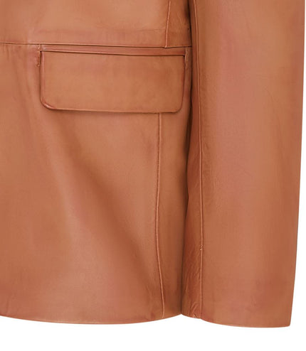 Mens Genuine Leather Blazer Soft Real Italian Tailored Vintage Jacket Coat - Tan