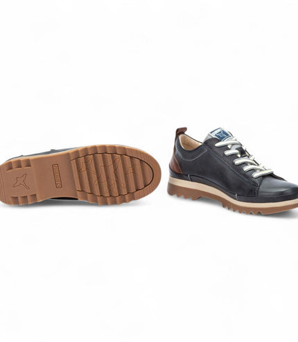 Pikolinos Women's Ocean Blue Leather Laces & Zipper Trainers - Vigo