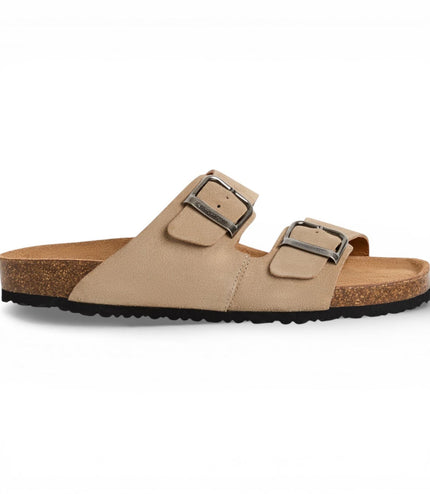 Tamaris Men's Sand Beige Leather Slip-On Footbed Slipper Sandals