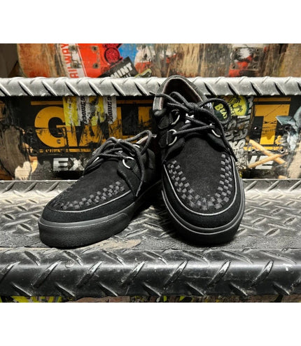 TUK Pointed Creeper Sneaker Black Suede Platform Shoes - A9178