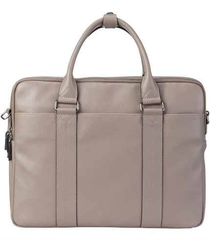 Genuine Leather Grey Laptop Business Briefcase Office Work Travel Bag - Sutton