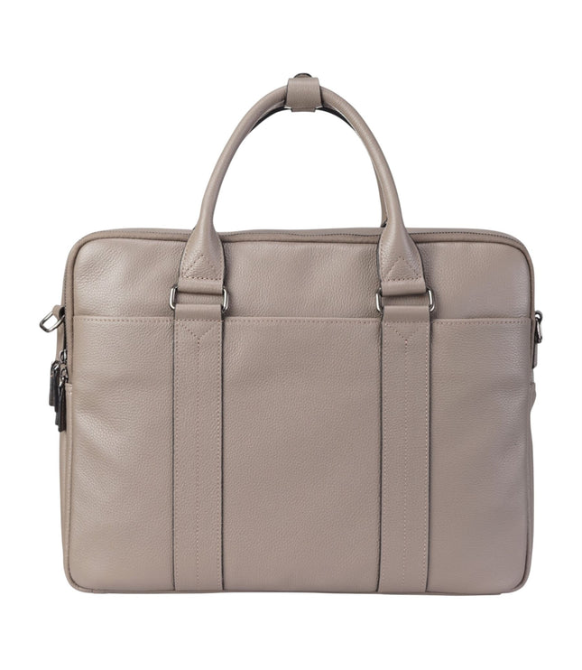Genuine Leather Grey Laptop Business Briefcase Office Work Travel Bag - Sutton