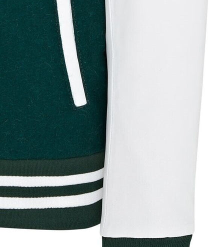 Letterman Baseball Wool Leather Varsity Bomber Jacket - Genoa - Green/White