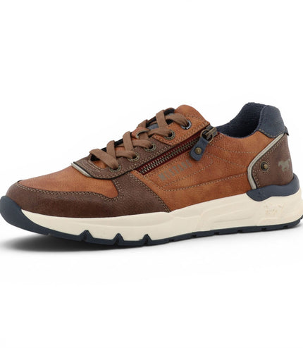 Mustang Men's Tan Faux Leather Trainer Sneakers - M0051003