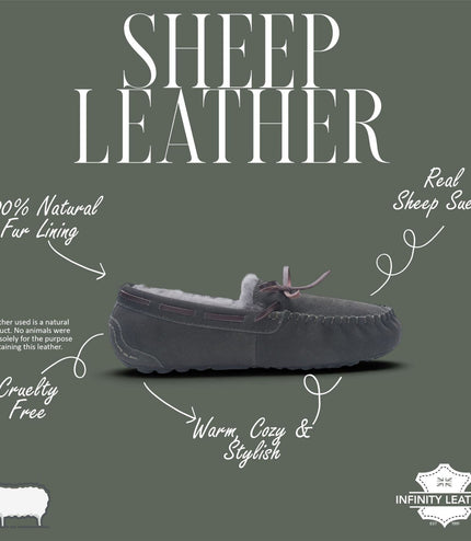 Women's Olive Green Genuine Sheepskin Moccasin Winter Slippers - Aspen