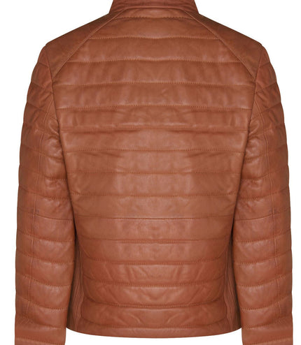 Mens Tan Quilted Leather Puffer Jacket - Tallinn