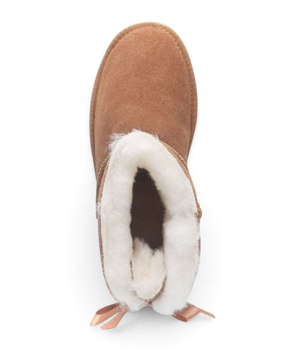 Women's Chestnut Tan Genuine Sheepskin Real Fur Winter Ankle Boots - Eclipse