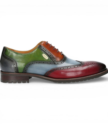 Lorenzo Conti Men's Black Burgundy Leather Brogue Oxford DressShoes - Antonin 01