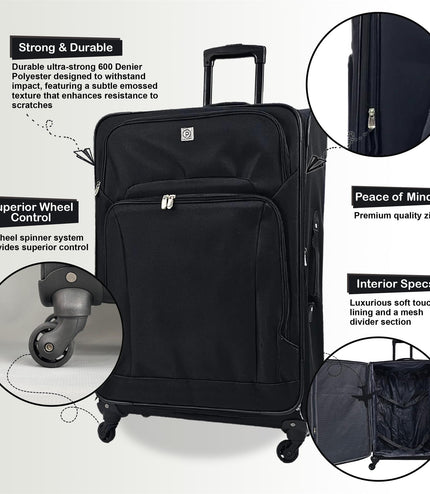 Corsham Medium Soft Shell Suitcase in Black