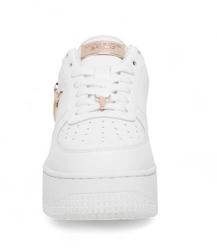 Windsorsmith Womens White Chunky Leather Platform Trainers Sneakers - Rich