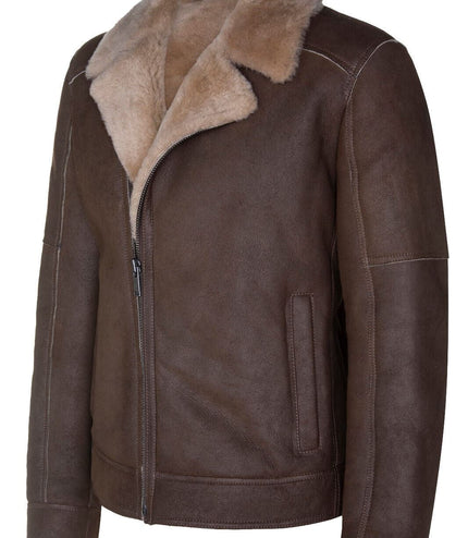 Mens Sheepskin Leather Biker Jacket-Bruma