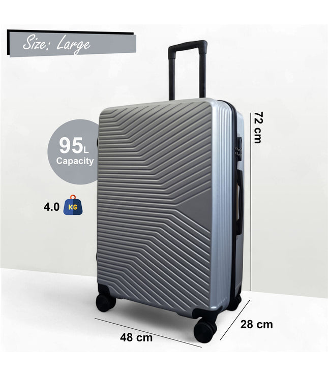 Junee Large Hard Shell Suitcase in Silver