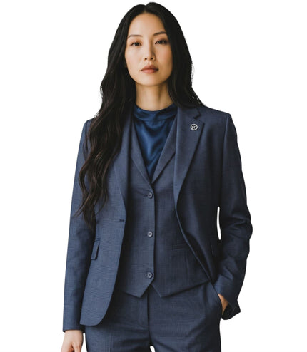 Women's Olive Three Piece Check Tailored Suit - TPW-53