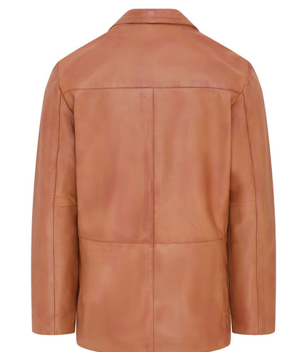 Mens Genuine Leather Blazer Soft Real Italian Tailored Vintage Jacket Coat - Tan
