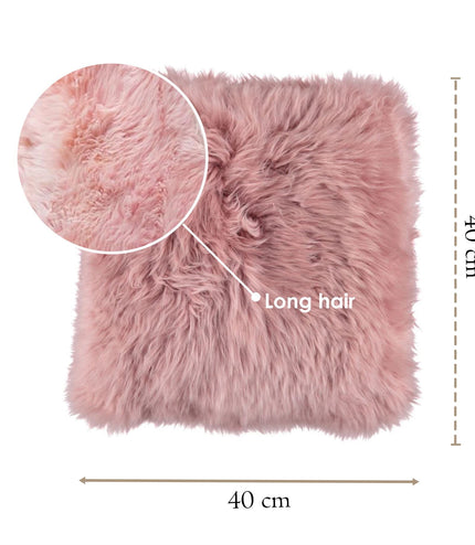 Genuine Sheepskin Pink  40x40cm Real Wool Single Sided Cushion