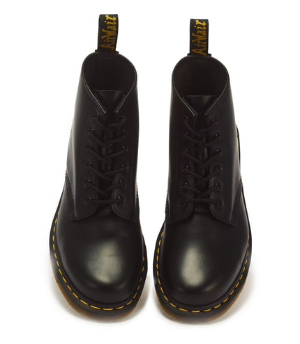Dr Martens 101 Yellow Stitch Black Leather 6-Eye Ankle Boots - 26230001