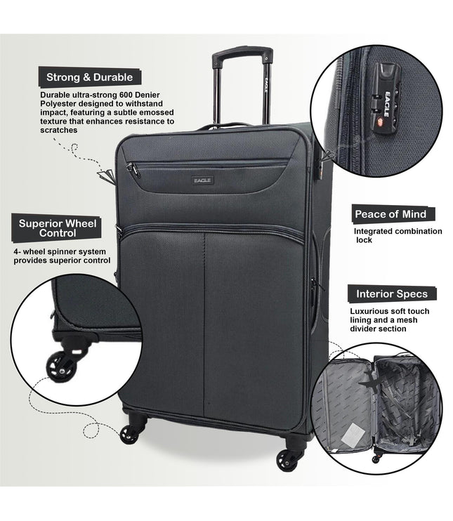 Ashford Medium Soft Shell Suitcase in Grey