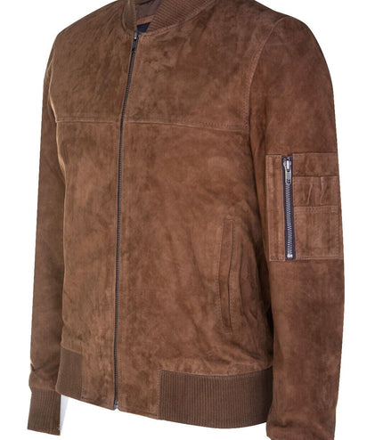 Mens Goat Suede MA-1 Bomber Jacket-Auckland - Tan