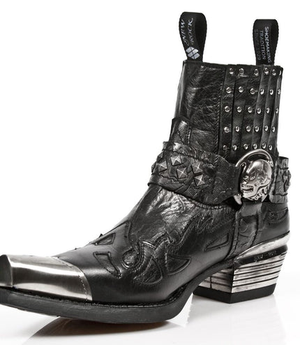 New Rock Black Metal Gothic Ankle Boots - 7950P-S1