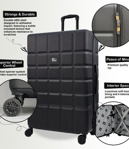 Cotgrave Large Soft Shell Suitcase in Black