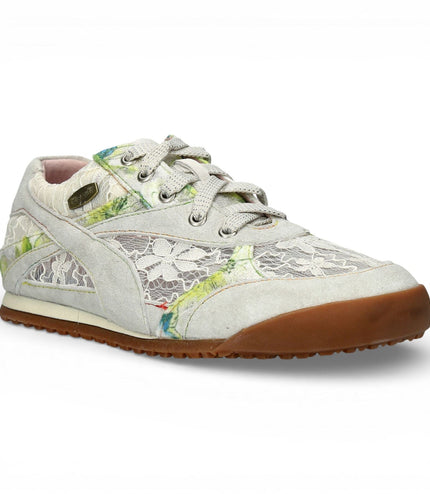 Laura Vita Women's Tivanao-05 Beige Floral Leather Trainers Sneaker Shoes