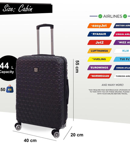 Adlington Cabin Hard Shell Suitcase in Black