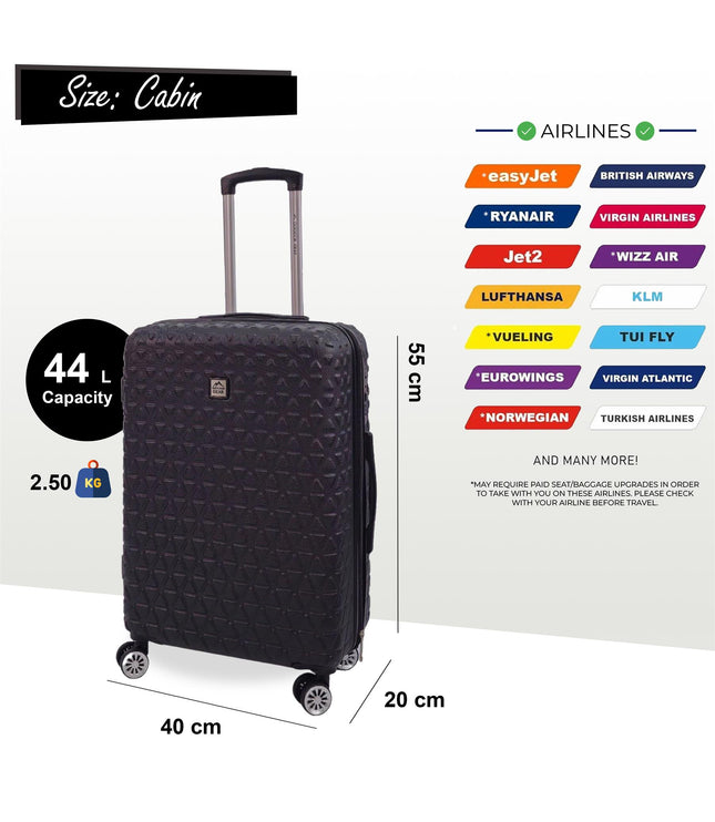 Adlington Cabin Hard Shell Suitcase in Black