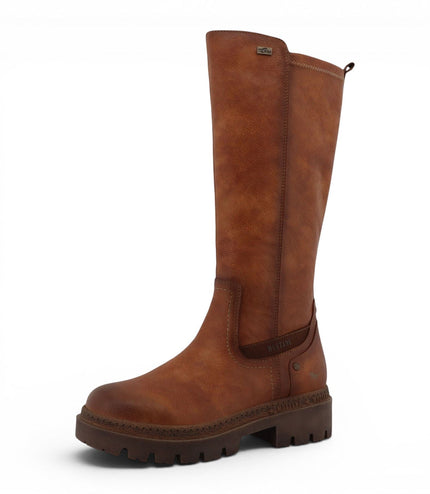Mustang Women's Cognac Brown Knee High Chunky Long Winter Boots - M0062001