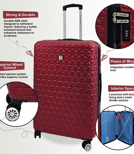 Adlington Set of 3 Hard Shell Suitcase in Burgundy