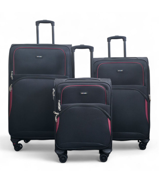 Gosford Set of 3 Soft Shell Suitcase in Black