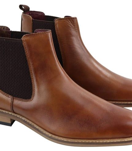 Mens Vintage Tan Leather Dealer Boots