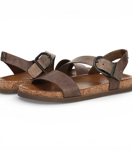 Blowfish Malibu Women's Brown Silver Footbed Strappy Flat Sandals - Lance