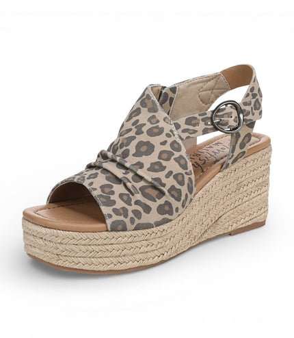 Blowfish Malibu Womens Leopard Print Wedge Slingbacks Heel Sandals - Amira
