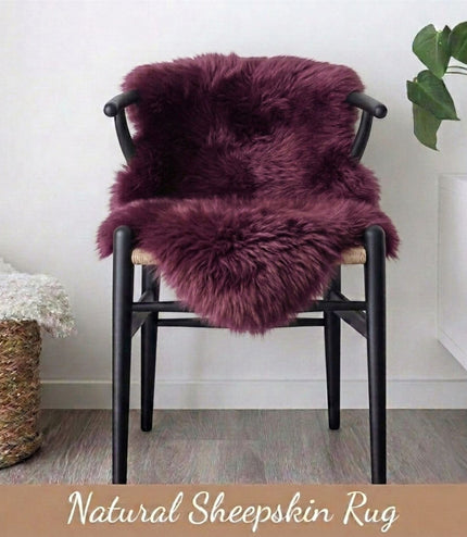 Genuine Burgundy Sheepskin Natural Silky Soft Fluffy Real Wool Rug